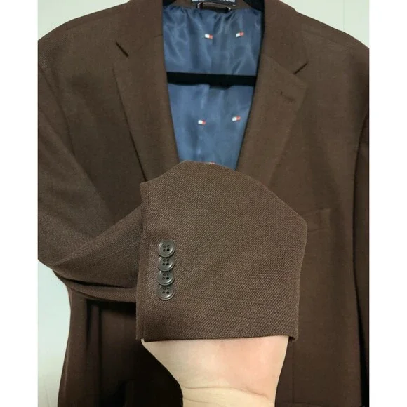 Tommy Hilfiger Men's Brown Modern Suit Jacket Size 48R - Two-Button Jacket Suit - Picture 12 of 15